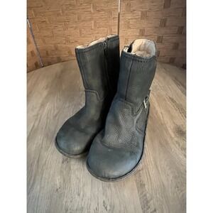 UGG Bryce Shearling Ankle Boots Black Leather Style 1005446 Women's‎ 6